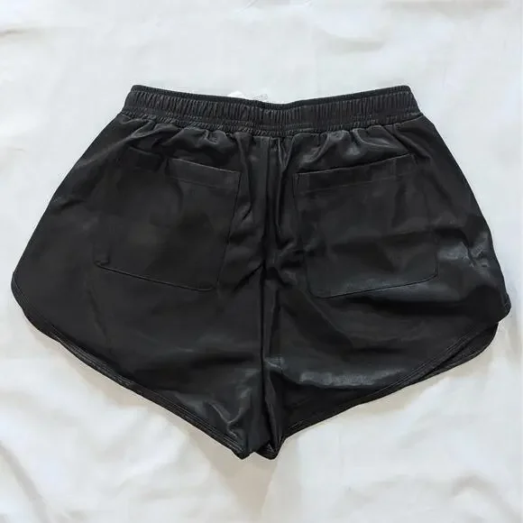 Alo Yoga Faux Leather Power Hour Shorts Size Large Black NWT - Picture 7 of 8